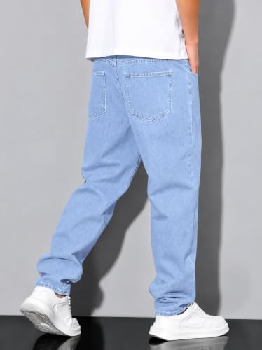 RAGZO Men's Relaxed Fit Mid Rise Blue Jeans Light Blue - Image 5