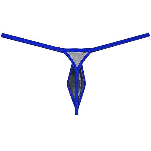 Men's Ultra Tiny String Thong Underwear Teardrop-shaped Pouch Tangas Minimum Coverage Underpants Ice Silk T-back3