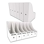 HUAPRINT Magazine File Holder(12 Pack,White)-Folder Holder,Desk File Organizer,Document Holder Box,Magazine Storage Box,With Labels