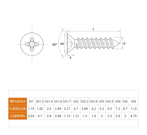 Tornillos autorroscantes M1.4x12 200 piezas acero inox miniatura 5