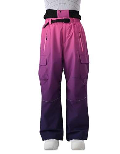Pants For Women Men Baggy Ski Pants Loose Warm Insulation Waterproof Windproof (purple Gradient, Small)