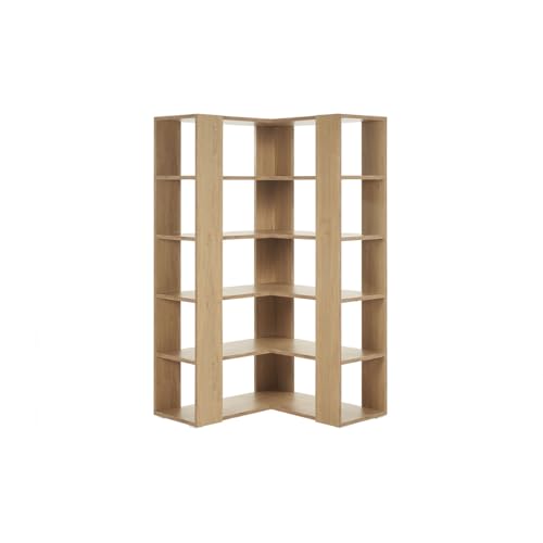 Estantería esquinera en madera de roble claro y metal negro B95 cm MUSSO