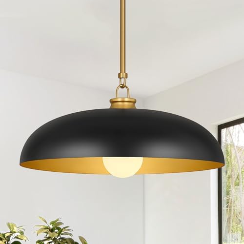 15.7 Inch Modern Pendant Lights Kitchen Island, 1-Light Black and...