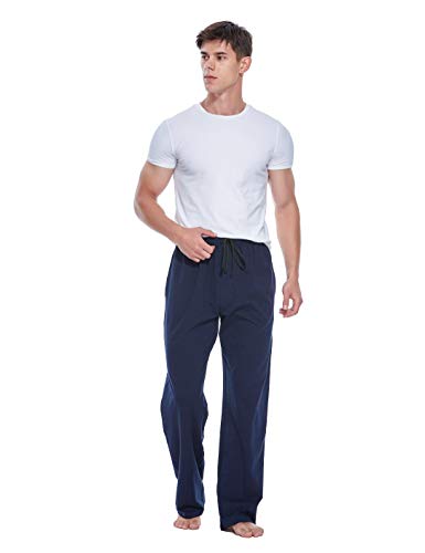 Cyz Cotton Knit Pajama Lounge Sleep Pants-Navy-L #TOP4