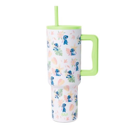 Simple Modern Disney 40 oz Tumbler with Handle and Straw Lid | Insulated Stainless Steel Water Bottle Travel Mug | Gifts for Women Men | Trek Collection | 40oz | Stitch Paradise by Simple Modern - Used condition - US$24.90