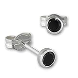 SilberDream Ohrstecker 3mm Durchmesser mit schwarzem Zirkonia