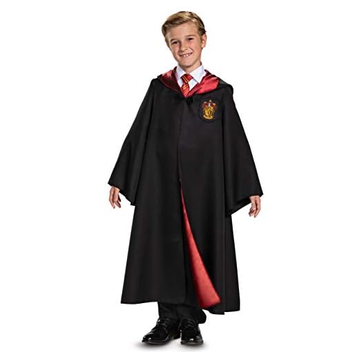 Disfraz de Harry Potter Gryffindor para niños, color negro y rojo, talla mediana (7-8)