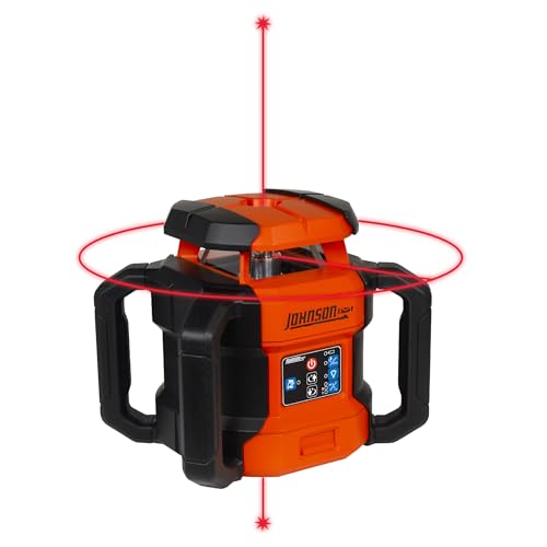 Image of Johnson Level & Tool JRT300-RDHV-K Self-Leveling Red Dual Slope Rotary Laser Kit, 4,000FT Range, Hard-shell Carry Case, Lithium Ion Batteries, Magnetic Target, Laser Detector, Remote Control