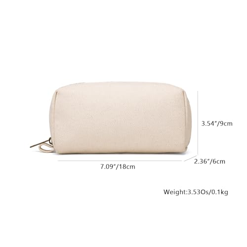 Image of Pencil Case Cotton Canvas Pen Pouch Bag, Lightweight and Stylish Ideal for Organizing Stationery (Beige)