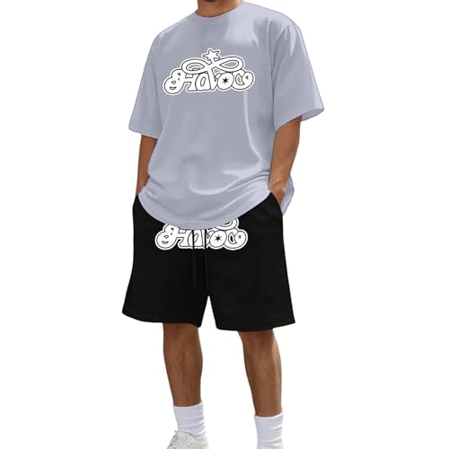 Survêtement homme grande taille respirant ensemble t-shirt short coupe baggy