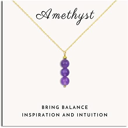 Amethyst Necklace Purple Necklace 14K Gold Filled Healing Crystal Necklace for Women, February Birthstone Jewelry Crystal Pendant Necklace as Healing Gifts Gemstone Necklace Spiritual Jewelry for Girl