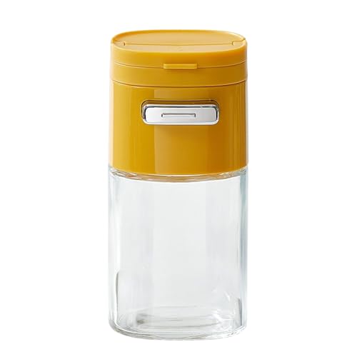 Saleros Y Pimenteros | Dispensador de Sal de Vidrio con Tapa Presionable - Dispensador de Condimentos Resistente con Dosificación Preciso para Comedor Cafetería Restaurante