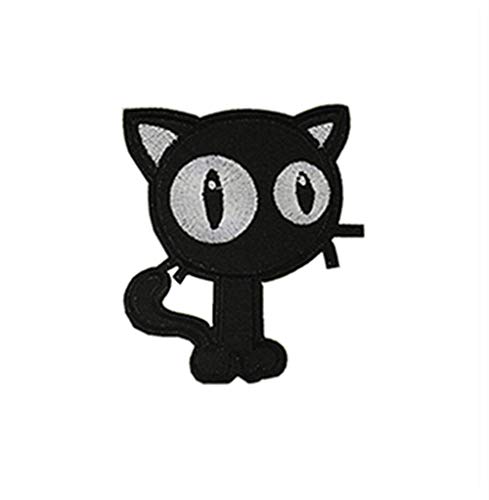 Toruiwa 1X Parches de Ropa Parches Bordados Parches termoadhesivos Parches de decoración DIY Paño Bordado de Gato Negro 8.3 * 10CM Cover