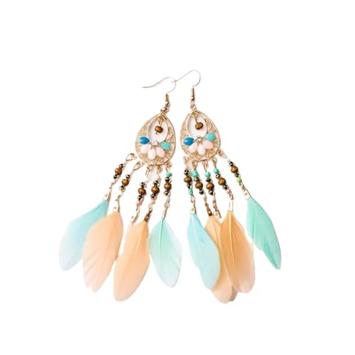 Boucles d'oreilles en plumes légères sans douleur grâce aux aiguilles incurvées boho