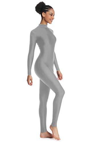 OVIGILY Adult High Neck Long Sleeve Dance Unitard for Women Bodysuits Full Body Leotard Spandex Catsuit