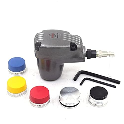 Air Palm Hammer Automatic Hammers Auto Handheld Pneumatic Hammer Dead Blow 1000 Stroke with 6 Tips Different Hardness Hammer Heads for Body Repair Plastic Inlay Assembly
