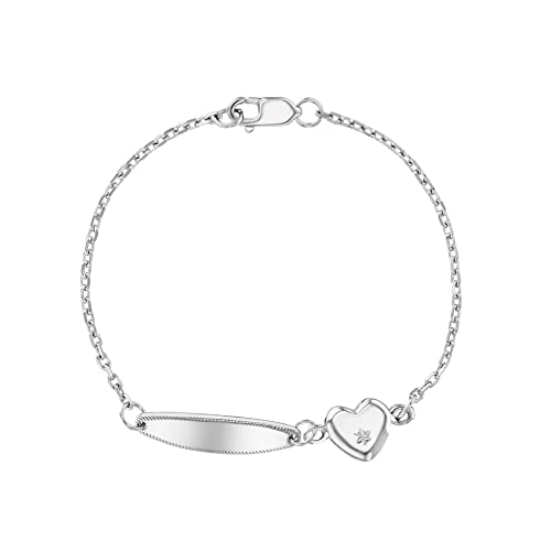 925 Sterling Silver Cute 5" Tag Identification Heart Bracelets For Infants, Babies, & Toddlers - Personalized Id Bracelet With Tiny Heart For Children - Name Tag Bracelet For Young Girls #TOP11