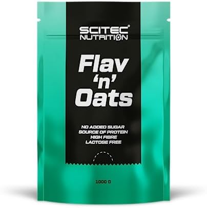 Scitec Nutrition Flav'n'Oats, Aromatyzowana owsianka, wysoka zawartość błonnika pokarmowego, źródło białka, bez dodatku cukrów, nie zawiera laktozy, 1 kg, Waniliowy
