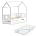 VitaliSpa Cama en Forma de casa Wiki, Blanco, 80 x 160 cm con Cama de Invitados y colchón
