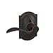 Schlage Accent Lever with Camelot Trim Non-Turning Lock in Aged Bronze - Right Handed - F170 ACC 716 CAM RH