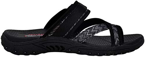 Skechers Women's Reggae-Zig Swag Flip-Flop Sandals, Black/Charcoal, 9 M US