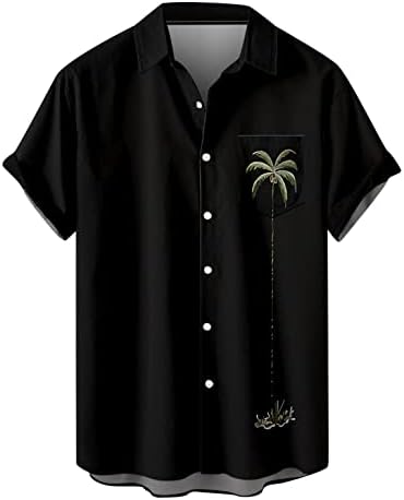 Shirts for Mens,Men's Retro Short Sleeve Button Down Bowling Shirts Cuban Style Classic 80s 90s Bahama Camp Shirt