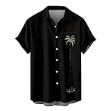 Shirts for Mens,Men's Retro Short Sleeve Button Down Bowling Shirts Cuban Style Classic 80s 90s Baha