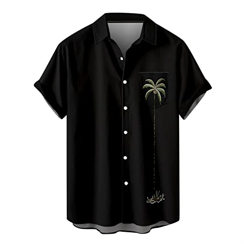 Shirts For Mens,Men's Retro Short Sleeve Button Down Bowling Shirts Cuban Style Classic 80S 90S Bahama Camp Shirt #TOP28