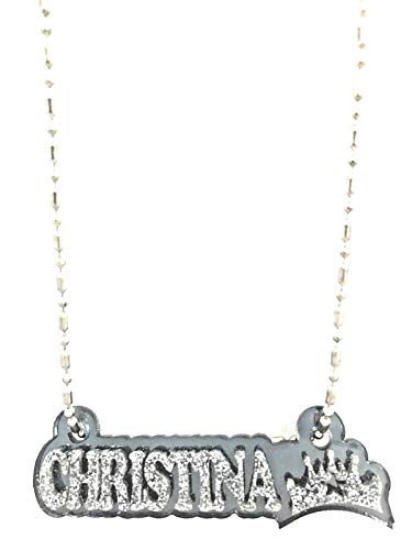 MIRROR MANIA Name Plate Custom Name Necklace Black Nameplate Personalized Name with Princess Crown Design Laser Cut, Diamond Look, Made To Order Any Name - Dazzling and Stunning!4