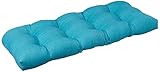 Pillow Perfect Outdoor Veranda Turquoise Wicker Loveseat Cushion