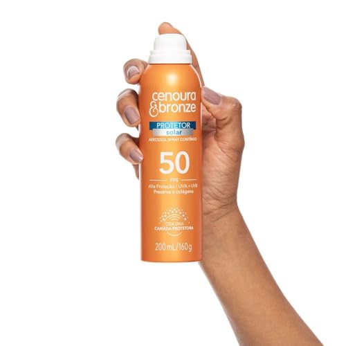 Protetor Solar Aerossol Cenoura E Bronze Fps50 200Ml, Cenoura E Bronze