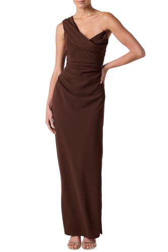 Lulus Scarlett Crepe Wedding Guest Maxi Dress, Dark Brown, L