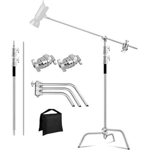 MSKIRA Stainless Steel C Stand with Boom Arm Cover