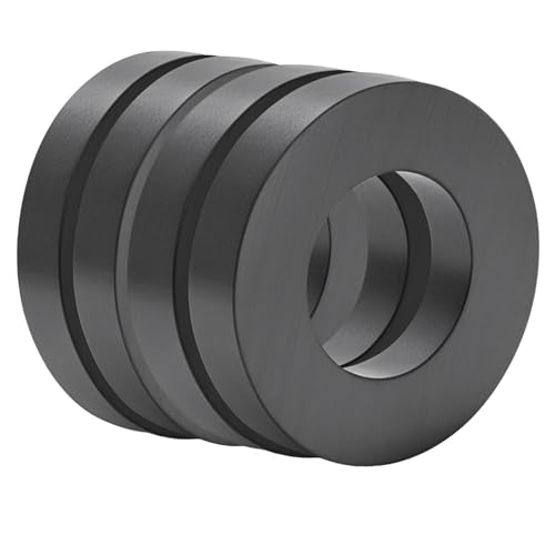 SRENMSMT Ferrite Ring Magnets - OD2.35 x ID1.25 x 10mm, Large Magnet, Grade 10 Big Magnets Heavy Duty for DIY, Industry Science, Tools, Garage-Pack of 4