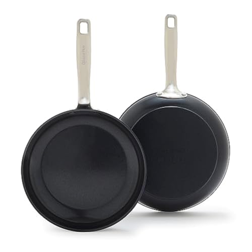 Image of GreenPan Chatham Prime Midnight Hard Anodized Healthy Ceramic Nonstick, 10 inch and 12 inch Frying Pan Skillet Set, PFAS-Free, Dishwasher Safe, Oven Safe, Black