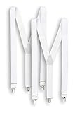 Bretelles classiques blanches Shenky - Bretelles de Haute qualité - 3 Pinces - Blanc - Lot de 2