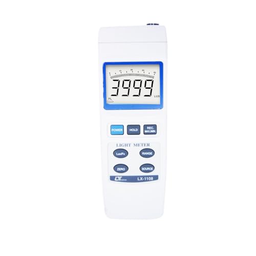Industrial Digital Lux Meter/Par Light Meter (Range: 40.00 Lux to 400,000 Lux)/ Digital Illuminance Meter/Light Intensity Tester/Foot Candle Meter for Indoor and Outdoor lab; Model: LX-1108