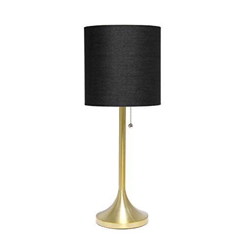 Simple Designs LT1076-GDB Tapered Fabric Drum Shade Table Lamp, Gold/Black by Simple Designs - Used condition - CA$23.49