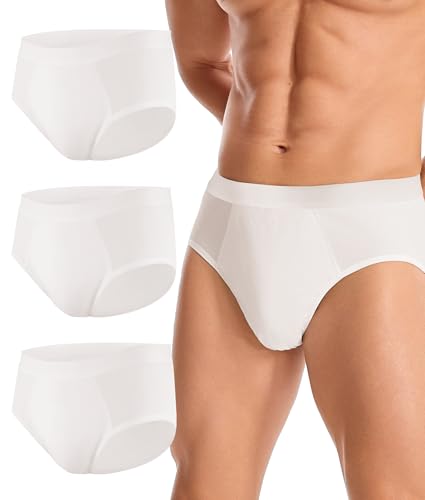 BEENIUBEE Calzoncillos para hombre, 150 ml, pantalones cortos de incontinencia de algodón absorbentes, reutilizables y lavables a prueba de fugas, 3 unidades (blanco, XL)