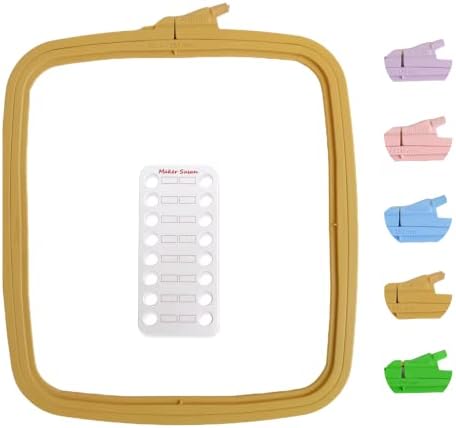 Nurge Beige Large Plastic Square Embroidery Hoop, Cross Stitch Hoops, Punch Needle Hoop with Maker Susan Thread-Floss Organizer Cards (Beige, No:4 (Large))