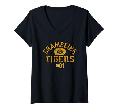 Womens Grambling Tigers 1901 Vintage Logo V-Neck T-Shirt