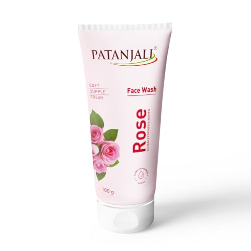 Image of Patanjali Rose Face Wash 100g, Gentle Cleanser Removes Dirt Oil Refreshes Skin Natural Care for All Skin Types