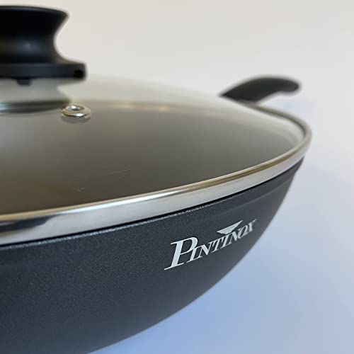 Pintinox Wok aluminiowy z pokrywą Ø 28 cm seria Power Xylan powłoka nieprzywierająca indukcja