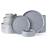GBHOME Geschirrset für 6 Personen, 18-teiliges Steingut-Set mit gesprenkeltem Design & glasiertem Boden, kratzfest & splitterfest, spülmaschinenfest & mikrowellengeeignet，Kalkstein
