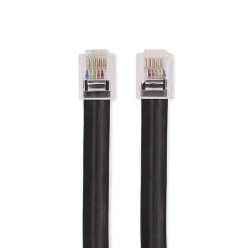 Image of NEDIS RJ12 Telecom Cable, 1.0m, Black - Crossed Flat PVC Cable for Connecting a Telecom Device to a Local Telecom Network