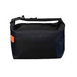 ブラックポータブル保冷保温ランチバッグ 1 個入り 厚手アルミホイル製ピクニックトート 厚手アルミホイル層で保冷保温 ポータブルで防水性と耐久性 実用的かつ便利 成人向け 屋外ピクニックに最適