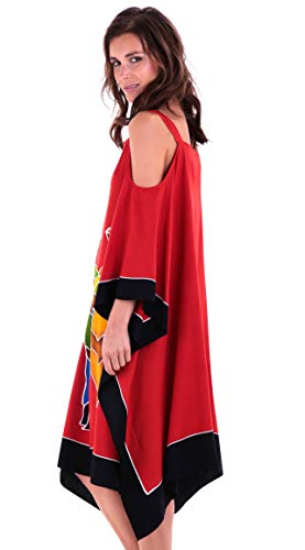 SHU-SHI Womens Poncho Dress Loose Beach Cover Up Short Cold Shoulder Tunic4