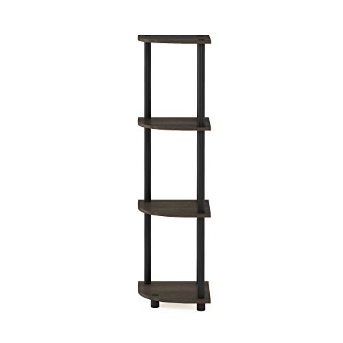 Furinno Turn-N-Tube 4-Tier Corner Display Rack Multipurpose Shelving Unit, Dark Brown Grain/Black #TOP3