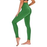 TNNZEET High Waist Leggings Damen Elastische Leggins Weiche Sporthose für Sport Gym, Grün, S M