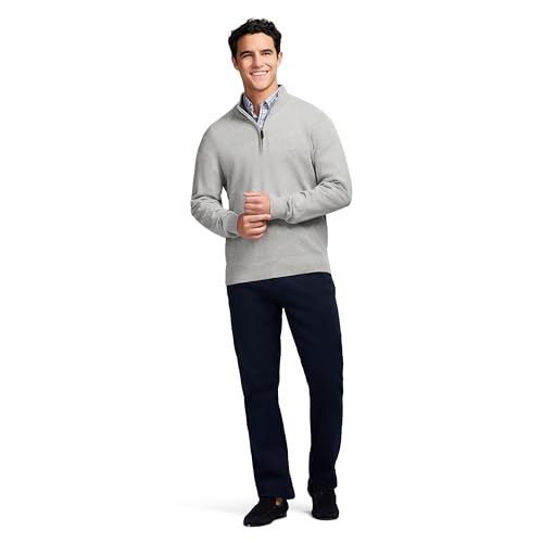 IZOD Men's Premium Essentials Quarter Zip Sweater, Light Grey Heather3